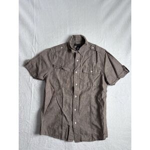 Structure Brown Short Sleeve Button Down Shirt Men's Small *‎
